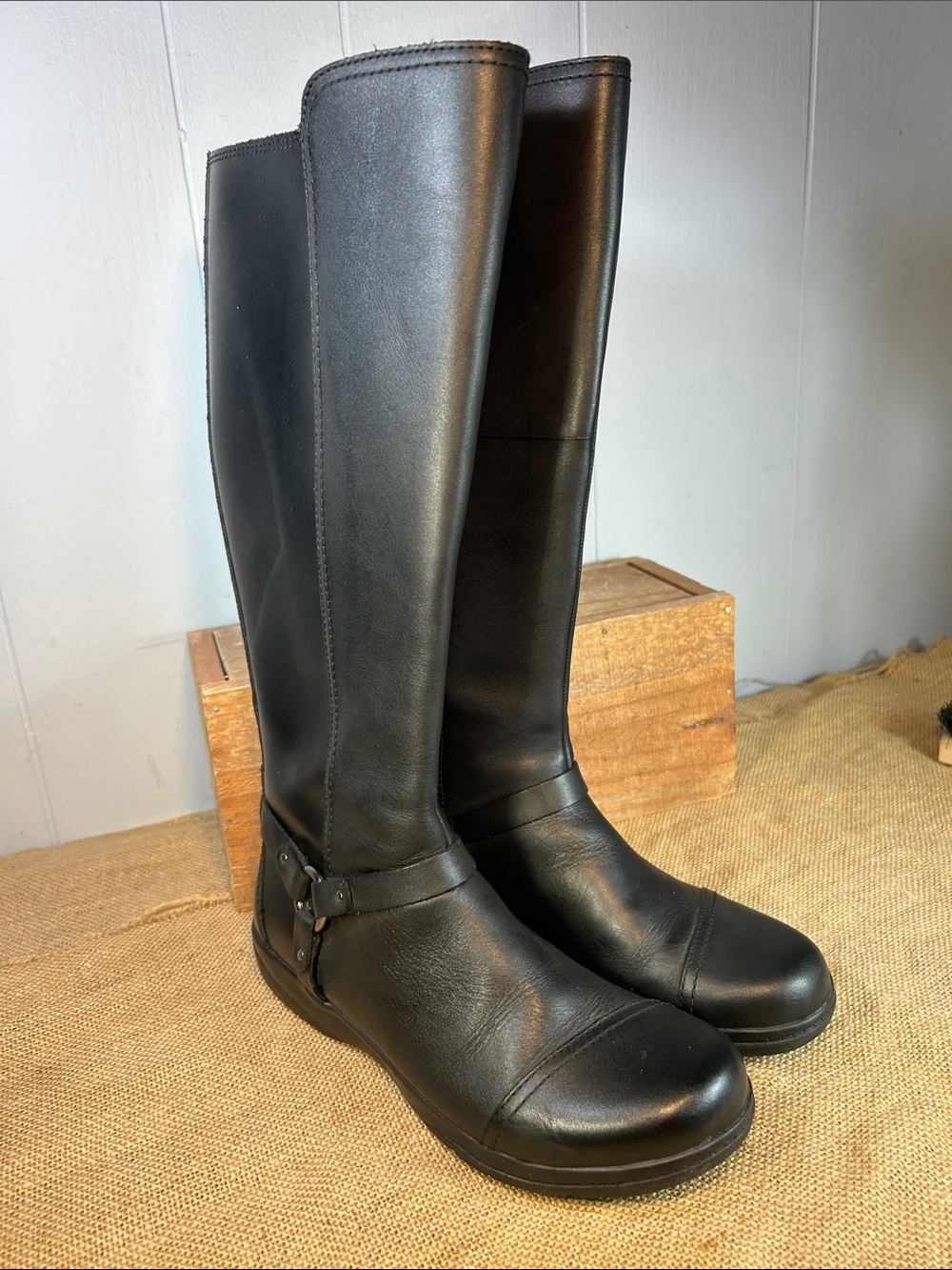 Clarks Black Cheyn Lindie Knee High Boots